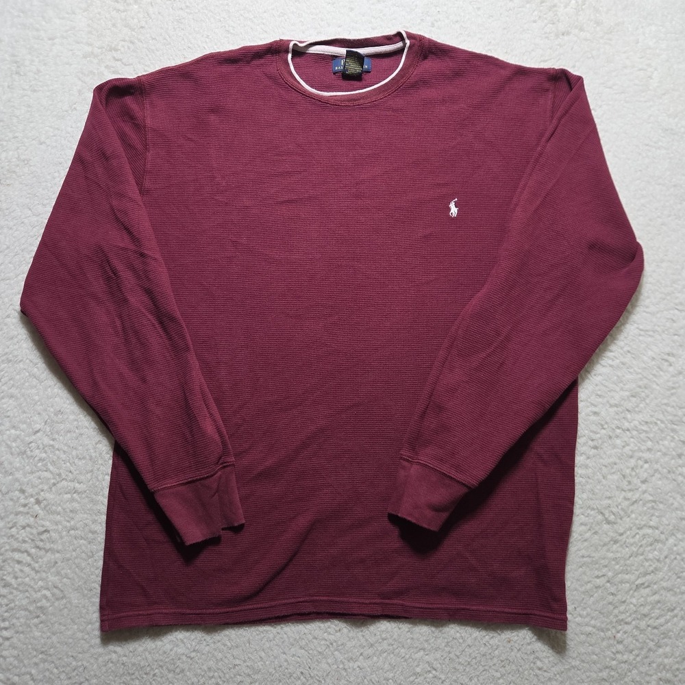 Polo Ralph Lauren Mens Red Pullover Size 2XL Waffle Knit Long Sleeve Sweater